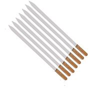 Brochettes en acier inoxydable, Brochettes plates inox 60cm poignée bois pour grosses brochettes barbecue
