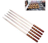 Brochettes shish kebab - ANNEFLY - Large - Acier inoxydable 304 - Poignée bois - 50 cm (lot 5)