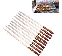 Brochettes Shish Kebab Large, Barbecue Barbecue Bâtonnets en métal Brochettes Kebab Brochette de Plein air, avec poignée en Bois, pour Barbecue, Essentiels de fête, 50cm de Long,10pcs
