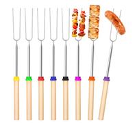 Brochettes télescopiques en acier inoxydable, 8 pcs Fourchette Barbecue Télescopique, Acier Inoxydable Bâtons à Rôtir, Fourchettes de Barbecue Extensibles 31-81 cm, pour Camping, Feu de Camp