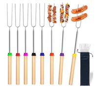 Brochettes Télescopiques pour Guimauves - Lot de 8 Bâtonnets en Acier Inoxydable, Extensibles de 31 à 81 cm, Idéales pour Camping, Barbecue, Feu de Camp et Jardin