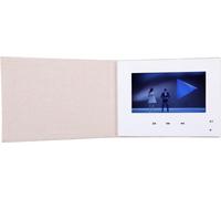 brochure de cartes de vœux vidéo 7 pouces, électronique, avec écran LCD pour cadeau d'anniversaire, papier dur, style toile de lin, version mémoire 2 Go