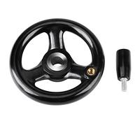 Broco 1PC Volant Machine Outil,manivelle fraiseuse 12mm Noir Rond 3 Rayons Fraisage Roue Isolant En Plastique Bakelite Tour Manivelle Anti Slip pour Tour Fraiseuse Outil
