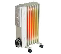 BROLLUX Chauffage à huile électrique 1500W Radiateur à huile Chauffage électrique 7 ailettes Radiateur mobile Appareil de chauffage Thermostat Chauffage à huile