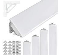 Brollux Profilé d'angle LED V24 - 5 m (5 x 1 m) - En aluminium - Angle à 45° - Pour bande lumineuse LED
