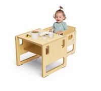 Brolteja Ensemble table et chaises pour enfants, table de jeu Montessori en bois avec espace de rangement, convient pour les enfants pour lire, jouer, manger