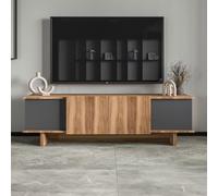 Broni meuble tv design avec placards aspect bois et gris anthracite 180cm