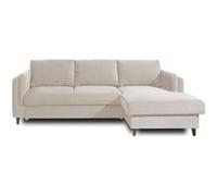 Brooke - canapé d'angle droit - convertible avec coffre - 4 places - en velours - Beige