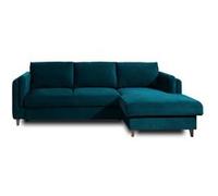 Brooke - canapé d'angle convertible - avec coffre - 4 places - style contemporain - droit - Bleu canard Bleu canard G