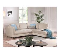 Brooke - canapé d'angle droit - convertible - 5 places - en velours - Beige