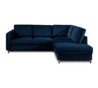 Lisa design Canapé d'angle droit Brooke convertible 5 places en velours Bleu nuit