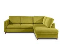 Brooke - canapé d'angle droit - convertible - 5 places - en velours - Vert Olive