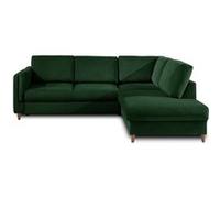 Brooke - canapé d'angle droit - convertible - 5 places - en velours - Vert