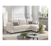 Brooke - canapé d'angle droit - convertible avec coffre - 4 places - en velours - Beige