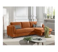 Brooke - canapé d'angle droit - convertible avec coffre - 4 places - en velours - Rouille
