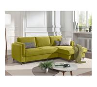 Brooke - canapé d'angle droit - convertible avec coffre - 4 places - en velours - Vert Olive