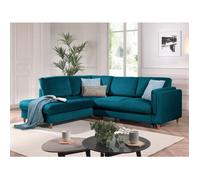 Brooke - canapé d'angle gauche - convertible - 5 places - en velours - Bleu canard