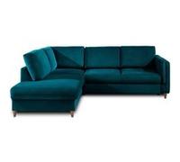 Brooke - canapé d'angle gauche - convertible - 5 places - en velours - Bleu canard Bleu canard G