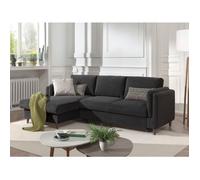 Brooke - canapé d'angle gauche - convertible avec coffre - 4 places - en velours - Gris foncé