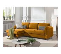 Brooke - canapé d'angle gauche - convertible avec coffre - 4 places - en velours - Jaune