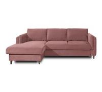 Brooke - canapé d'angle gauche - convertible avec coffre - 4 places - en velours - Rose