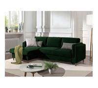 Brooke - canapé d'angle gauche - convertible avec coffre - 4 places - en velours - Vert