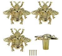 Brosay Bee Lot de 4 boutons de tiroir en laiton doré pour armoire de cuisine de salle de bain, armoire, commode, placard à trou unique (doré)