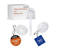 Bross de Rechange Keuco Blanc, 3 pcs, pour Ensemble Brosse WC Edition 400 | Ø 6,7 cm, têtes de rechange originales pour garnitures de brosse de WC KEUCO