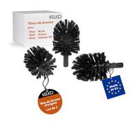 Bross de Rechange Keuco Noire, 3 pièces, pour Plan, Rose, Aveno, Reva, Moll | Ø 6,9 cm, têtes de rechange originales pour garnitures de brosses pour WC KEUCO