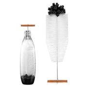 Brosse à bouteille - Éponge en nylon et acier inoxydable 32,5 x 7 cm | Nettoyeur de bouilloire à long manche avec tête en éponge douce pour en profondeur les récipients étroits | Brosse de