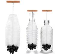 Brosse à bouteilles longue Unyqoos® de 35 cm, avec manche en bois ergonomique et éponge – nettoyage doux pour les bouteilles en verre, en plastique et pour bébés
