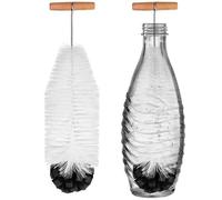 Brosse à bouteilles Unyqoos® de 35 cm, avec éponge et poils, manche en bois, flexible – pour bouteilles en verre, en plastique et en aluminium, idéale pour les goulots étroits