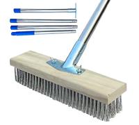 Brosse à Couvercle avec Long Manche, Balai extérieur | Brosse en Fil d'acier Inoxydable | Outil de Nettoyage de Garage, Outil de Nettoyage extérieur pour Douche, Mur, Garage