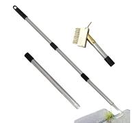 Brosse à désherber, brosse pour joints - Nettoyant pour jardin, éliminateur de mauvaises herbes - Nettoyage de terrasses et de chemins - Brosse en fil d'acier robuste - 150 cm - Gris