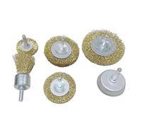 brosse à fil perceur, Brosse métallique en acier au carbone plaqué laiton, outils rotatifs à tige de 6mm, antirouille, polissage