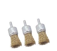 brosse à fil perceur, Jeu de forets à brosse métallique en laiton, 3 pièces, tige 6mm, tasse sertir, antirouille, multicolore