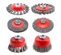 Brosse à fil pour meuleuse d'angle Dérouillage Polissage Ébavurage | 6 brosses métalliques pour meulage Nettoyage précis de soudure réparation automobile menuiserie maintenance