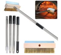 Brosse à four à pizza 148 cm fil de cuivre avec grattoir inox pour pierre et grill