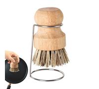 Brosse à laver - Set de brosses avec poignée en bois et plateau de drainage, brosse de cuisine naturelle - pour évier casseroles de salle de bains douche carreaux