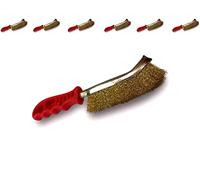 Brosse à main métallique convexe | Lot de 6 | 1 rang acier laitonné | Brossage et nettoyage des surfaces métalliques | Usage occasionnel ou intensif | SKRIB | Kibros 8SPIVx6
