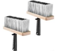 Brosse à papier peint avec manche en bois naturel - Outil de retrait de la poussière - Applicateur de poils pour papier peint non tissé - Dimensions : 15 x 10 x 4 cm - Blanc