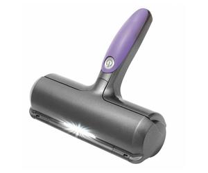 Brosse à poils d'animaux - Fur Daddy - Violet et gris - Réutilisable - Éclairage LED - Système sonique