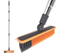 Brosse à récurer 2 en 1 avec Long Manche télescopique de 150 cm, Brosse à coulis, Brosse de Nettoyage à Poils rigides, Brosse à récurer avec raclette, Brosse rotative à 180 ° pour Le Nettoyage de la