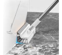 Brosse à Récurer 2 en 1 Avec Raclette - Rotative à 180° Avec Long Manche en V - Pour Nettoyer Joints, Salle de Bain, Cuisine, Mur et Terrasse