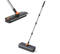 Brosse à récurer avec manche 3 en 1 avec poignée réglable | Brosse de douche avec manche réglable pour carrelage, joints, salle de bain, garage, cuisine (gris)