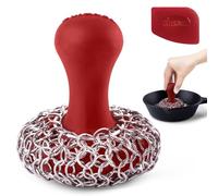 Brosse à récurer en Fonte + grattoir à poêle - Nettoyant Ergonomique en Acier Inoxydable et Silicone pour casseroles et poêles - Design de qualité Alimentaire - Facile à Nettoyer - Passe au