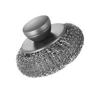 Brosse à récurer en laine d'acier, laine métallique pour le nettoyage avec poignée, brosse à vaisselle en acier inoxydable, brosse à récurer robuste amovible, brosse à récurer en spirales, brosse de