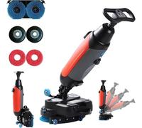 Brosse à récurer portable commerciale - Mini machine à plancher avec double réservoir de 4,5 L + 7,5 L, nettoyage à 360 ° pour carrelage, béton et bois dur