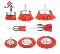 Brosse à tasse en Nylon, brosse à roue métallique Abrasive pour perceuse, outil rotatif, polissage du bois, ébavurage, nettoyage des meubles, tige de 1/4 pouces Mélange de 3 tasses