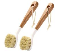 Brosse à Vaisselle 2 pièces Brosses à Vaisselle en Bois Long Manche Brosses de Nettoyage de Sisal Our Poêles Casseroles Evier de Cuisine